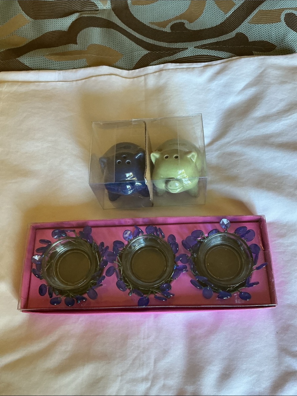 Hallmark Tea Light Holders and Pig Salt $ Pepper set